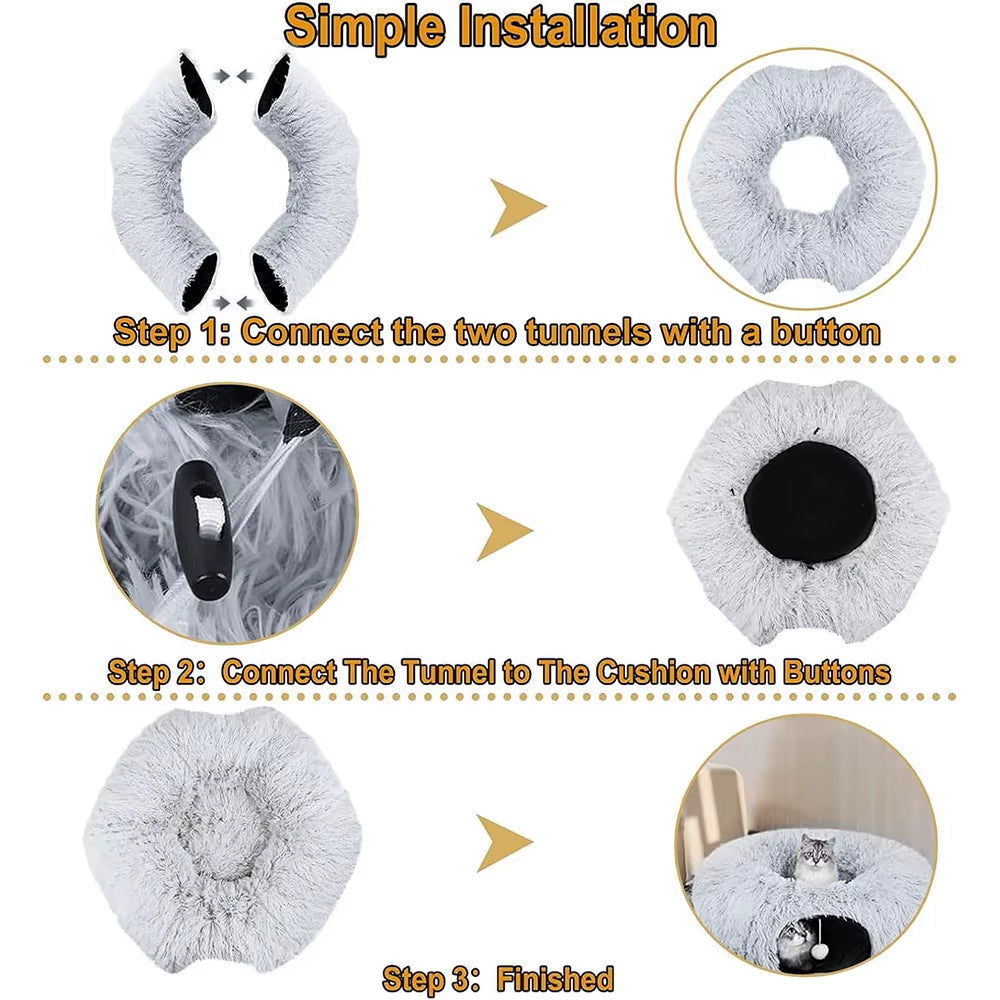 2 in 1 Cat Tunnel Bed